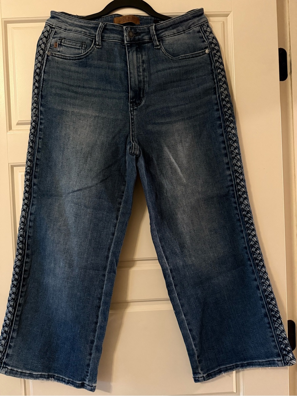 Judy Blue Medium Wash Flare Jeans with Braided Side Trim